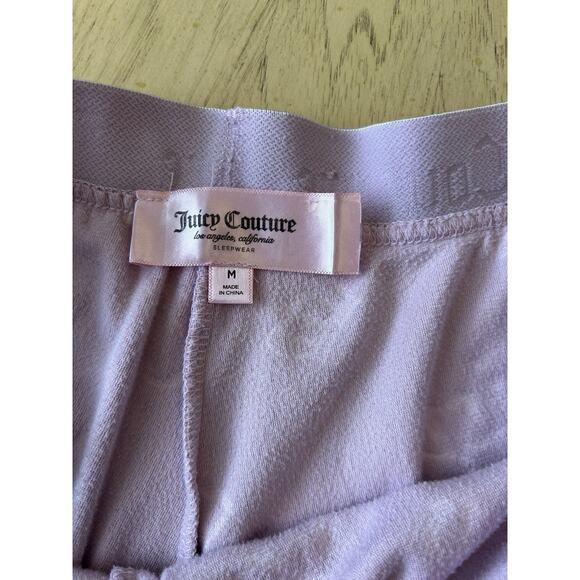 Y2K Juicy Contour Pink Purple Velour Sleep Shorts M Soft Juicy Logo All Over VTG - Picture 4 of 6